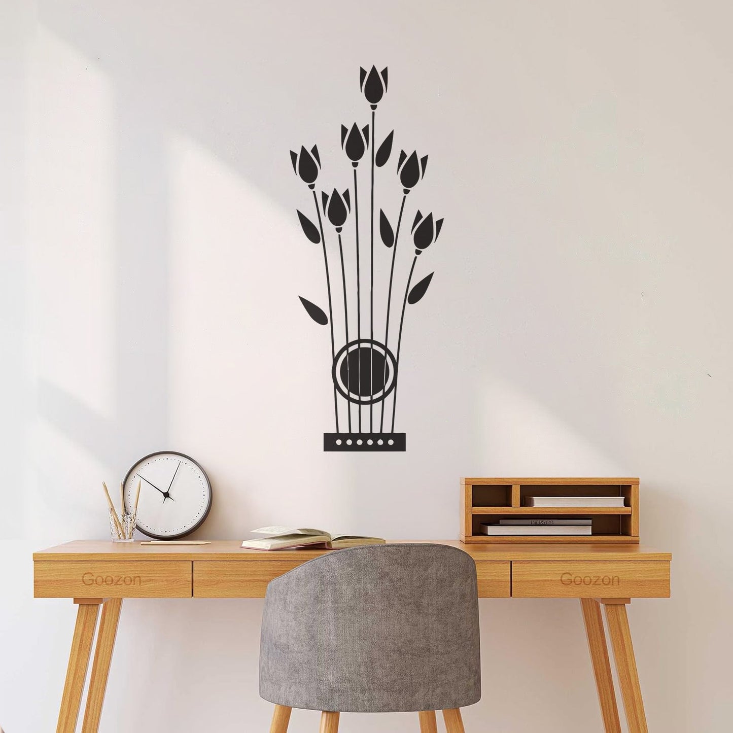 Wall Vinyl Sticker Decor Flowers Tulips Musical Instrument Strings Wall Beautification