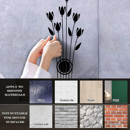 Wall Vinyl Sticker Decor Flowers Tulips Musical Instrument Strings Wall Beautification