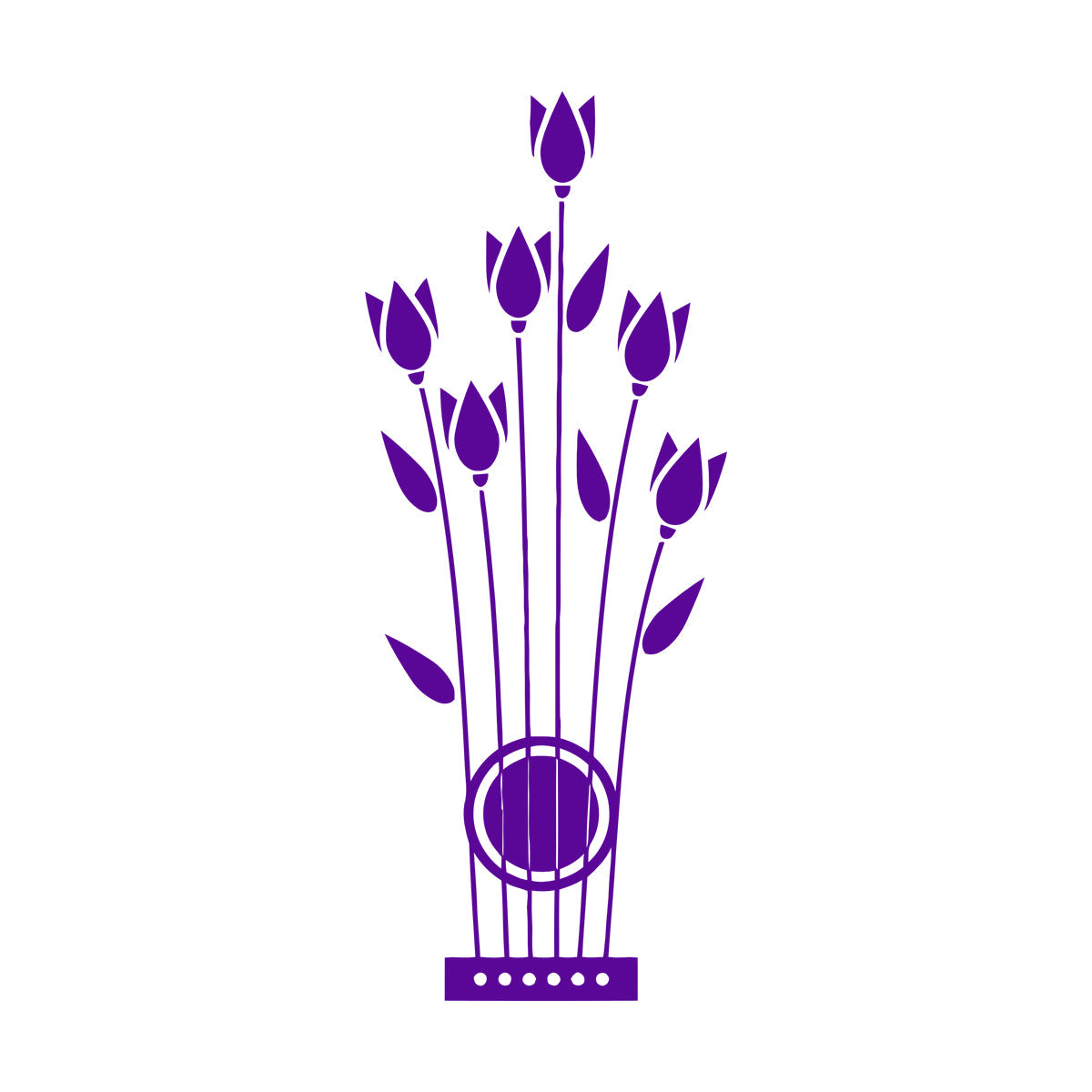 Wall Vinyl Sticker Decor Flowers Tulips Musical Instrument Strings Wall Beautification