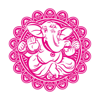 Vinyl Art Sticker Ganesha Hindu Elephant God Hinduism Lotus Flower Store Decoration