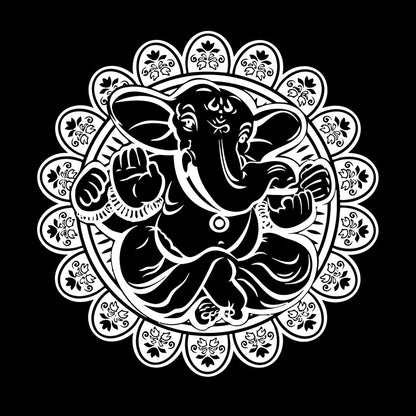 Vinyl Art Sticker Ganesha Hindu Elephant God Hinduism Lotus Flower Store Decoration