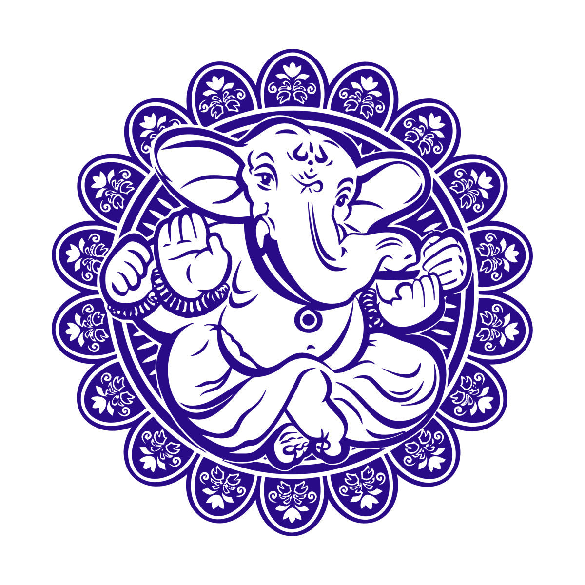 Vinyl Art Sticker Ganesha Hindu Elephant God Hinduism Lotus Flower Store Decoration