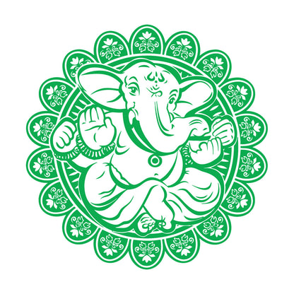 Vinyl Art Sticker Ganesha Hindu Elephant God Hinduism Lotus Flower Store Decoration