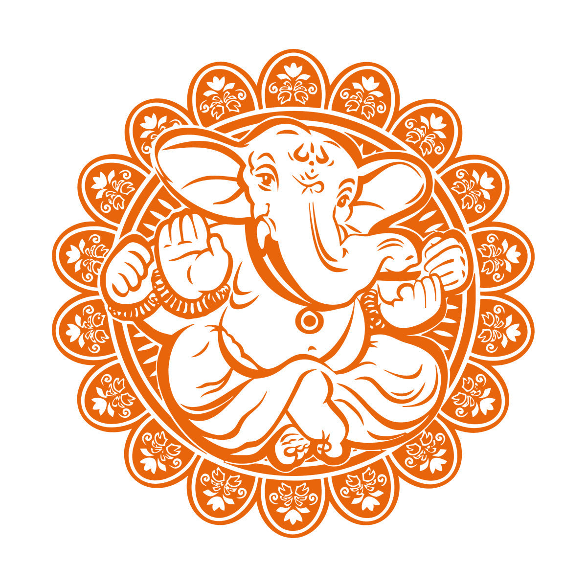 Vinyl Art Sticker Ganesha Hindu Elephant God Hinduism Lotus Flower Store Decoration