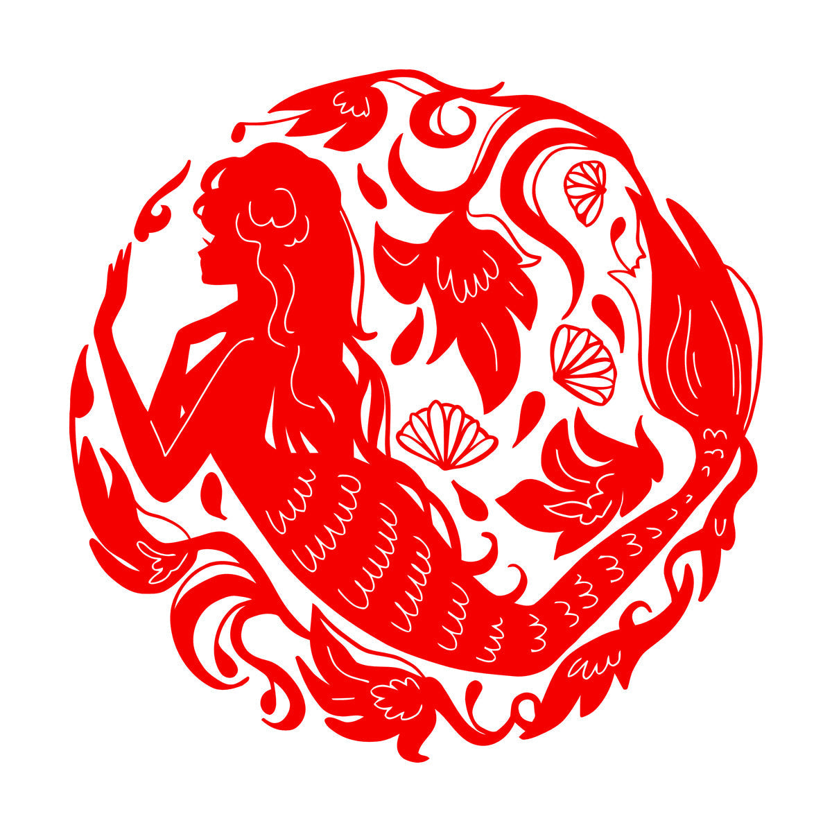 Mural And Wall Vinyl Decal Girl Teen Mermaid Flowers Sea Ocean Myth Waterproof