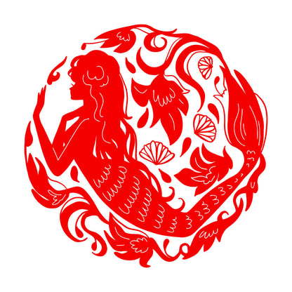 Mural And Wall Vinyl Decal Girl Teen Mermaid Flowers Sea Ocean Myth Waterproof