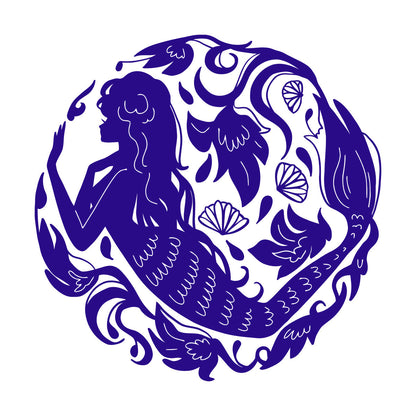 Mural And Wall Vinyl Decal Girl Teen Mermaid Flowers Sea Ocean Myth Waterproof