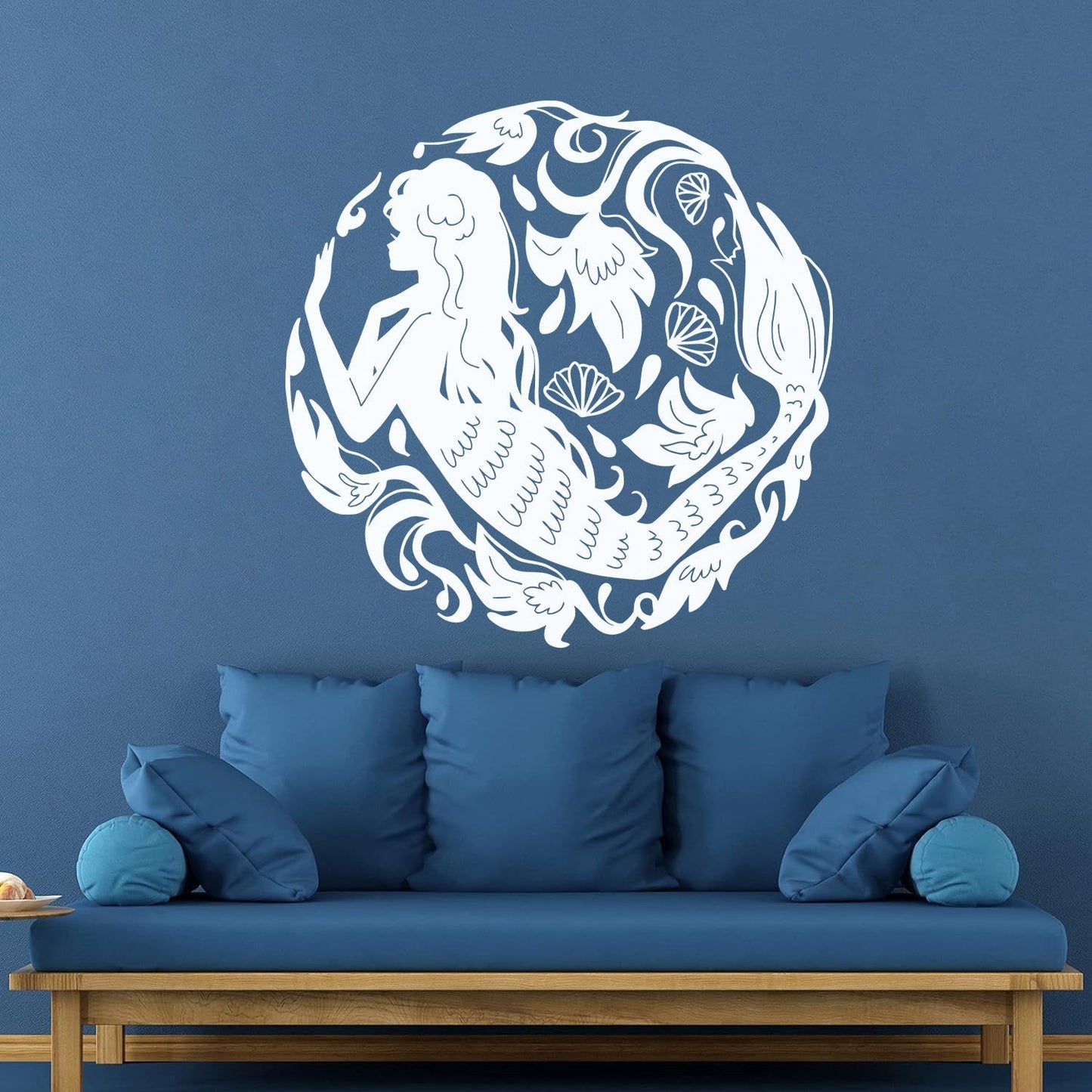 Mural And Wall Vinyl Decal Girl Teen Mermaid Flowers Sea Ocean Myth Waterproof