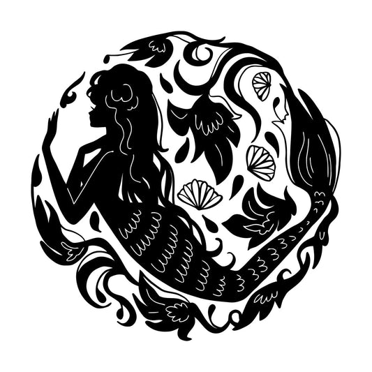 Mural And Wall Vinyl Decal Girl Teen Mermaid Flowers Sea Ocean Myth Waterproof