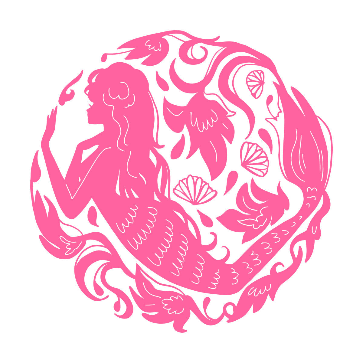 Mural And Wall Vinyl Decal Girl Teen Mermaid Flowers Sea Ocean Myth Waterproof