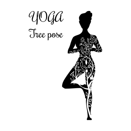 Wall Stickers Paster Paper Girl Yoga Meditation Balance Tree Pose Flowers It Won'T Fall Off