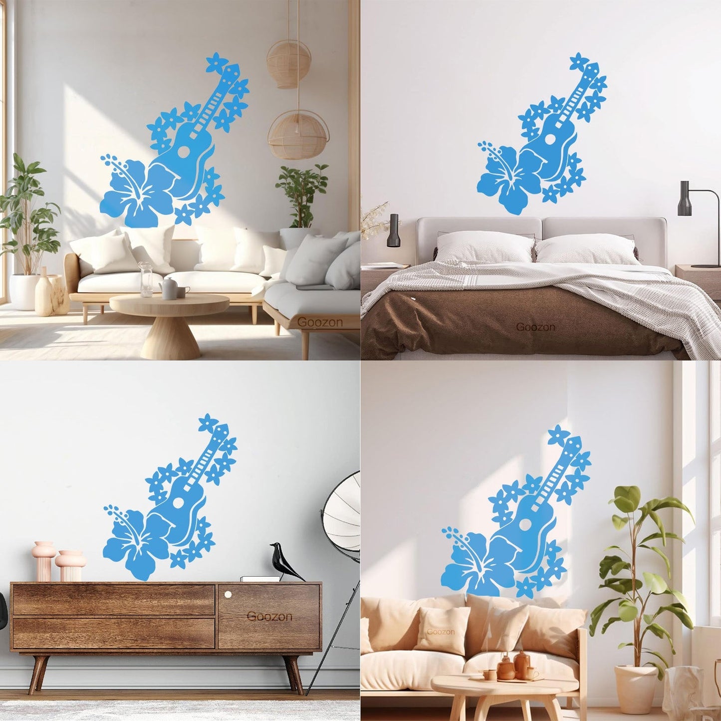 Vinyl Art Sticker Guitar Musician Flowers Romantic Song Car Body Decoration