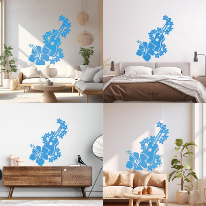 Vinyl Art Sticker Guitar Musician Flowers Romantic Song Car Body Decoration