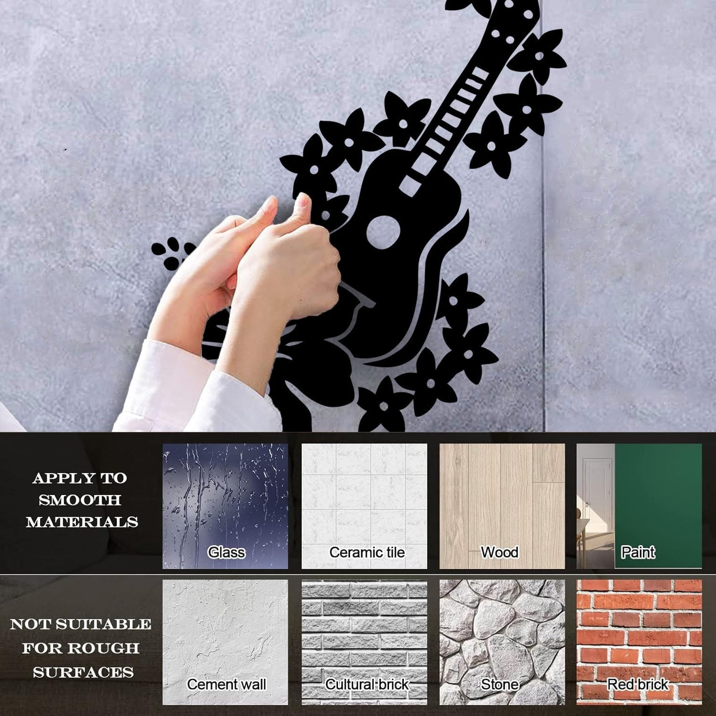 Vinyl Art Sticker Guitar Musician Flowers Romantic Song Car Body Decoration