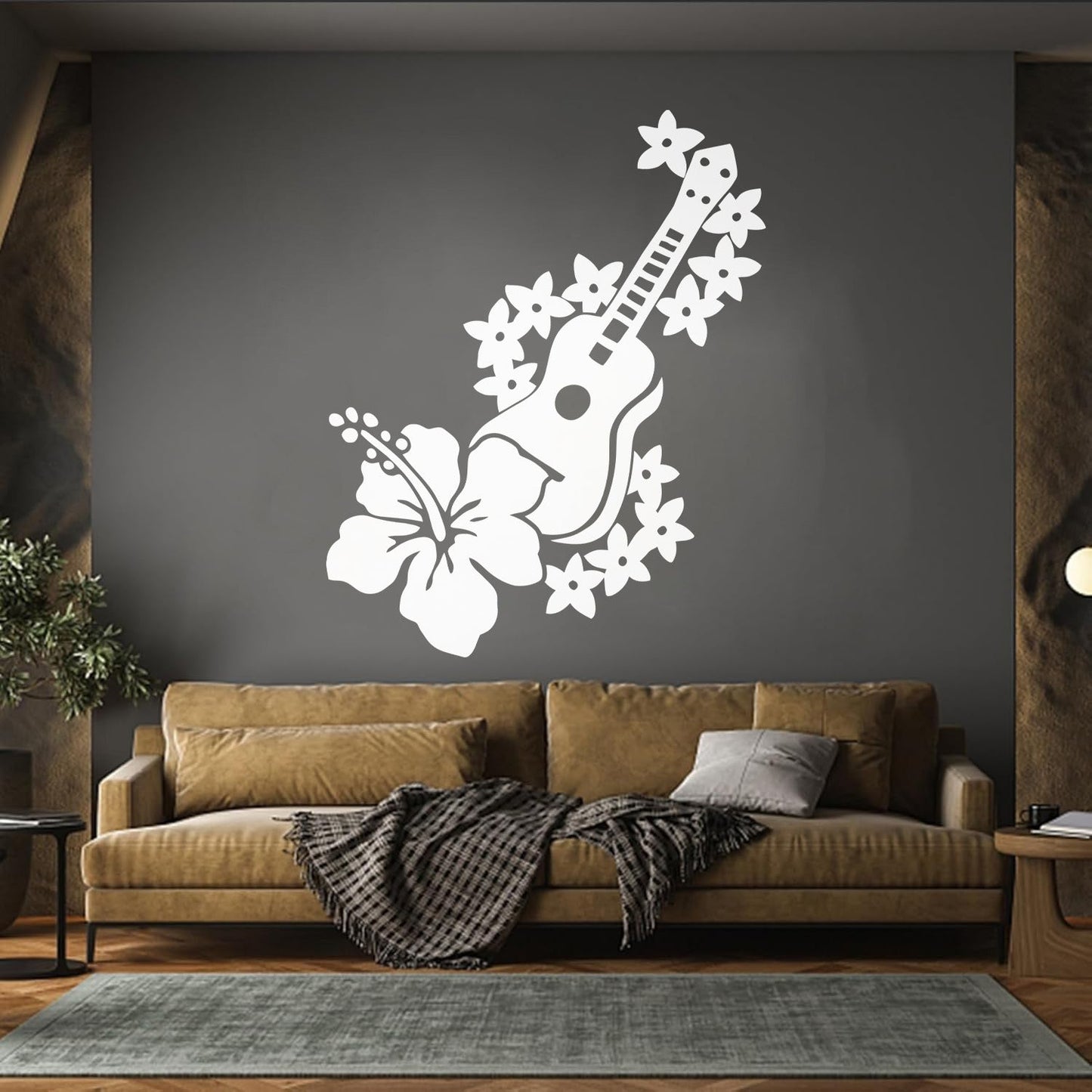 Vinyl Art Sticker Guitar Musician Flowers Romantic Song Car Body Decoration