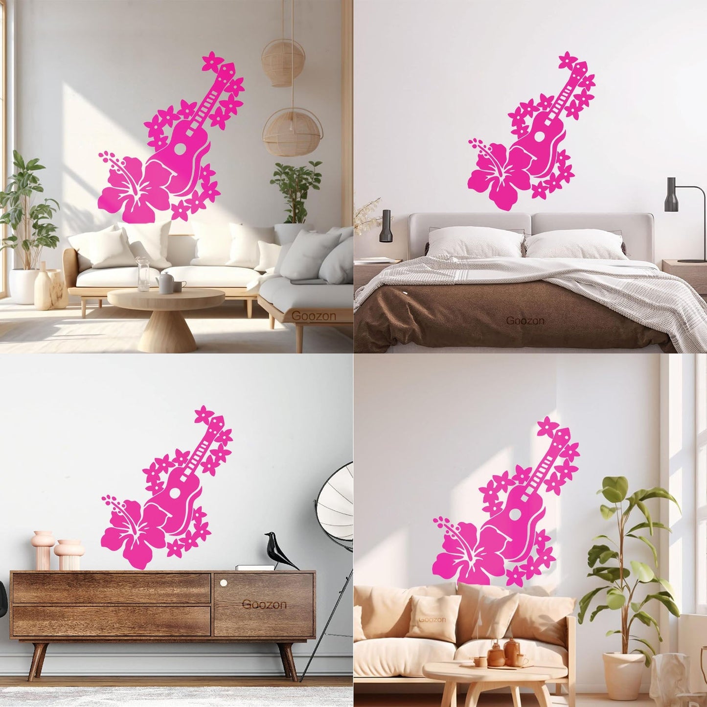 Vinyl Art Sticker Guitar Musician Flowers Romantic Song Car Body Decoration