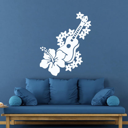 Vinyl Art Sticker Guitar Musician Flowers Romantic Song Car Body Decoration