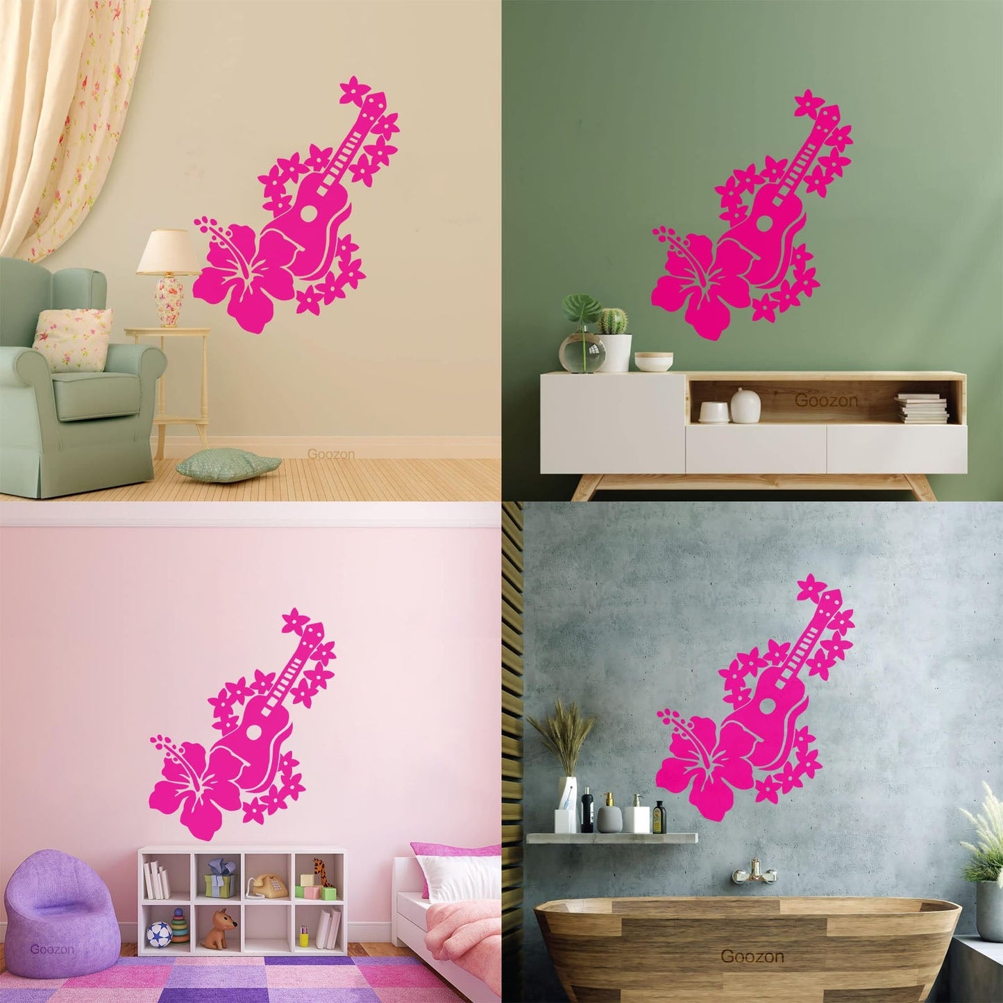 Vinyl Art Sticker Guitar Musician Flowers Romantic Song Car Body Decoration