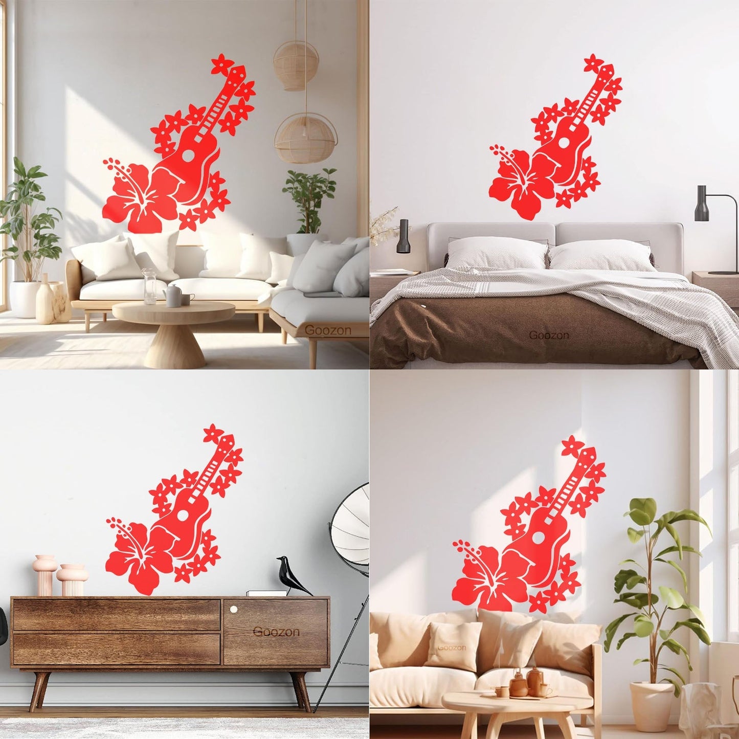 Vinyl Art Sticker Guitar Musician Flowers Romantic Song Car Body Decoration