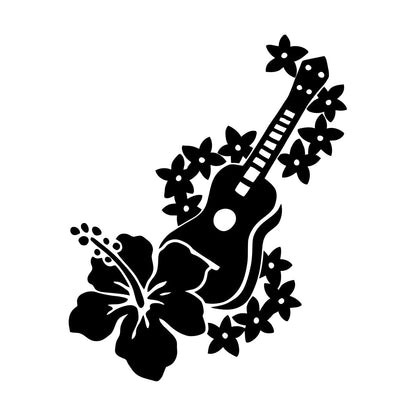 Vinyl Art Sticker Guitar Musician Flowers Romantic Song Car Body Decoration
