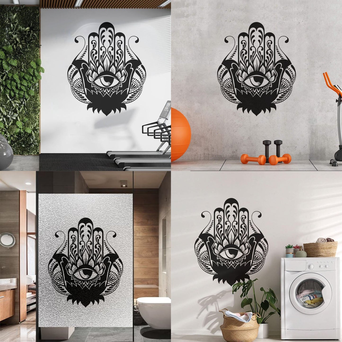 Wall Decals Paster Paper Hamsa Amulet Talisman Lotus Flower Home Removable Without Leaving Glue