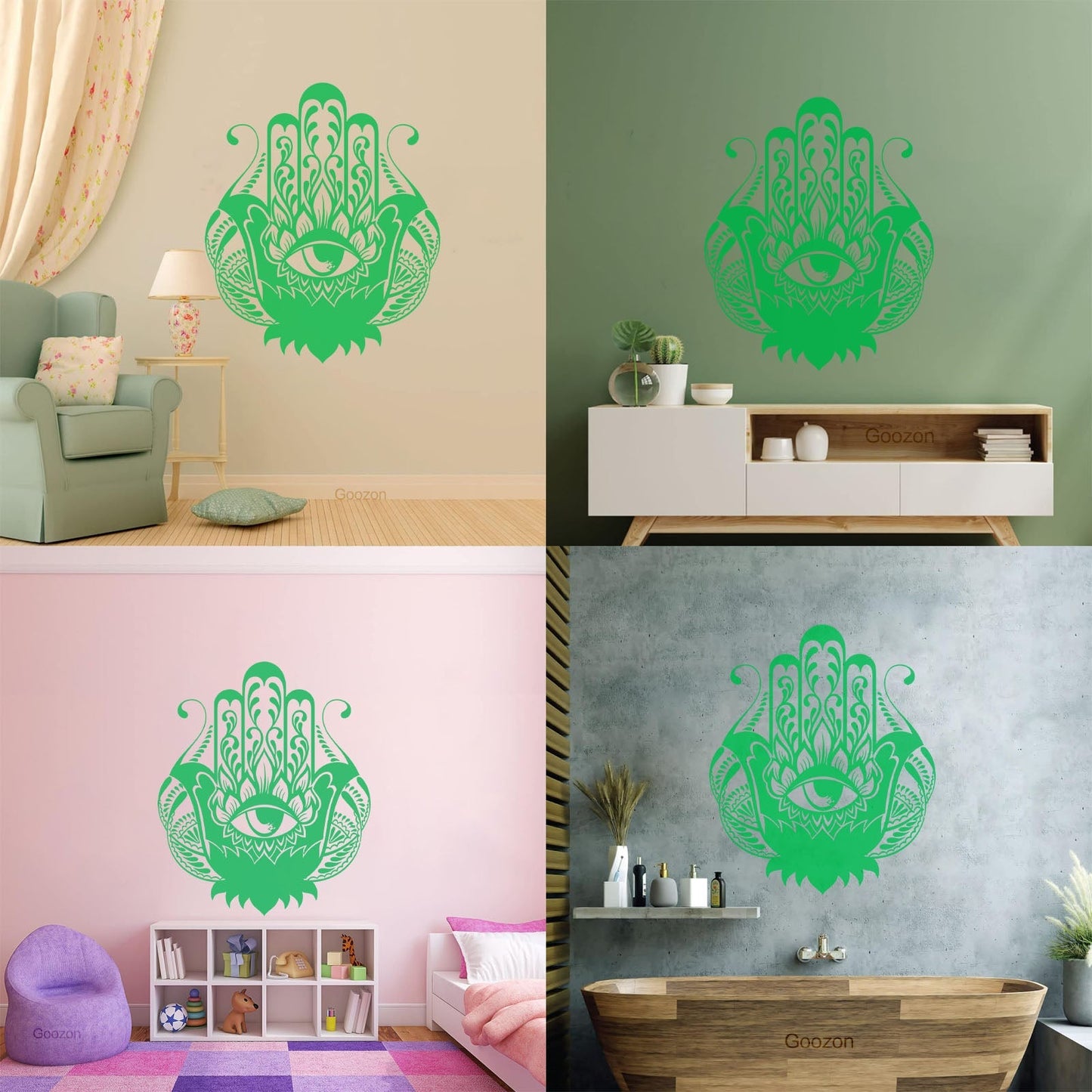 Wall Decals Paster Paper Hamsa Amulet Talisman Lotus Flower Home Removable Without Leaving Glue