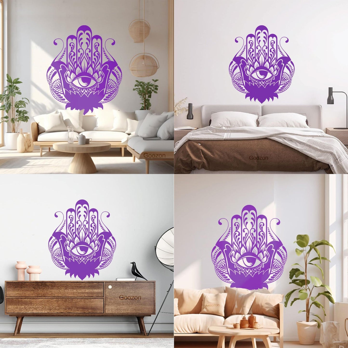 Wall Decals Paster Paper Hamsa Amulet Talisman Lotus Flower Home Removable Without Leaving Glue