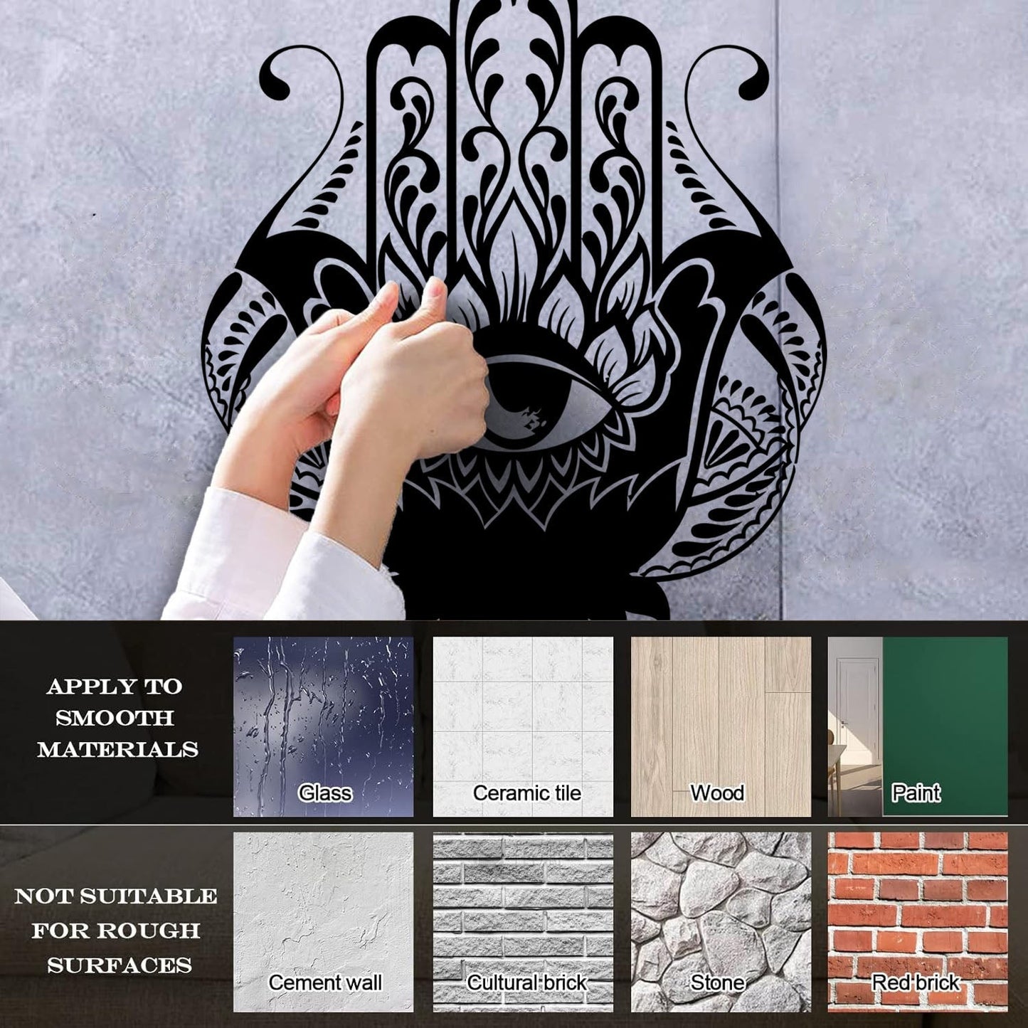 Wall Decals Paster Paper Hamsa Amulet Talisman Lotus Flower Home Removable Without Leaving Glue