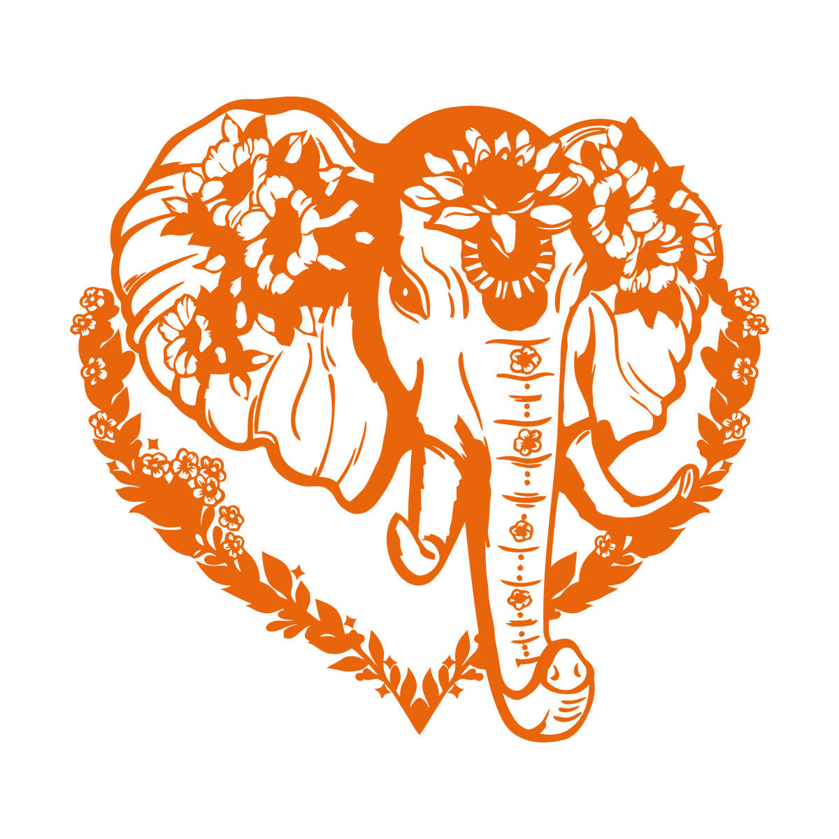 Vinyl Wall Decals Head Elephant Love Ornament Animal Flowers Multi Color Selection