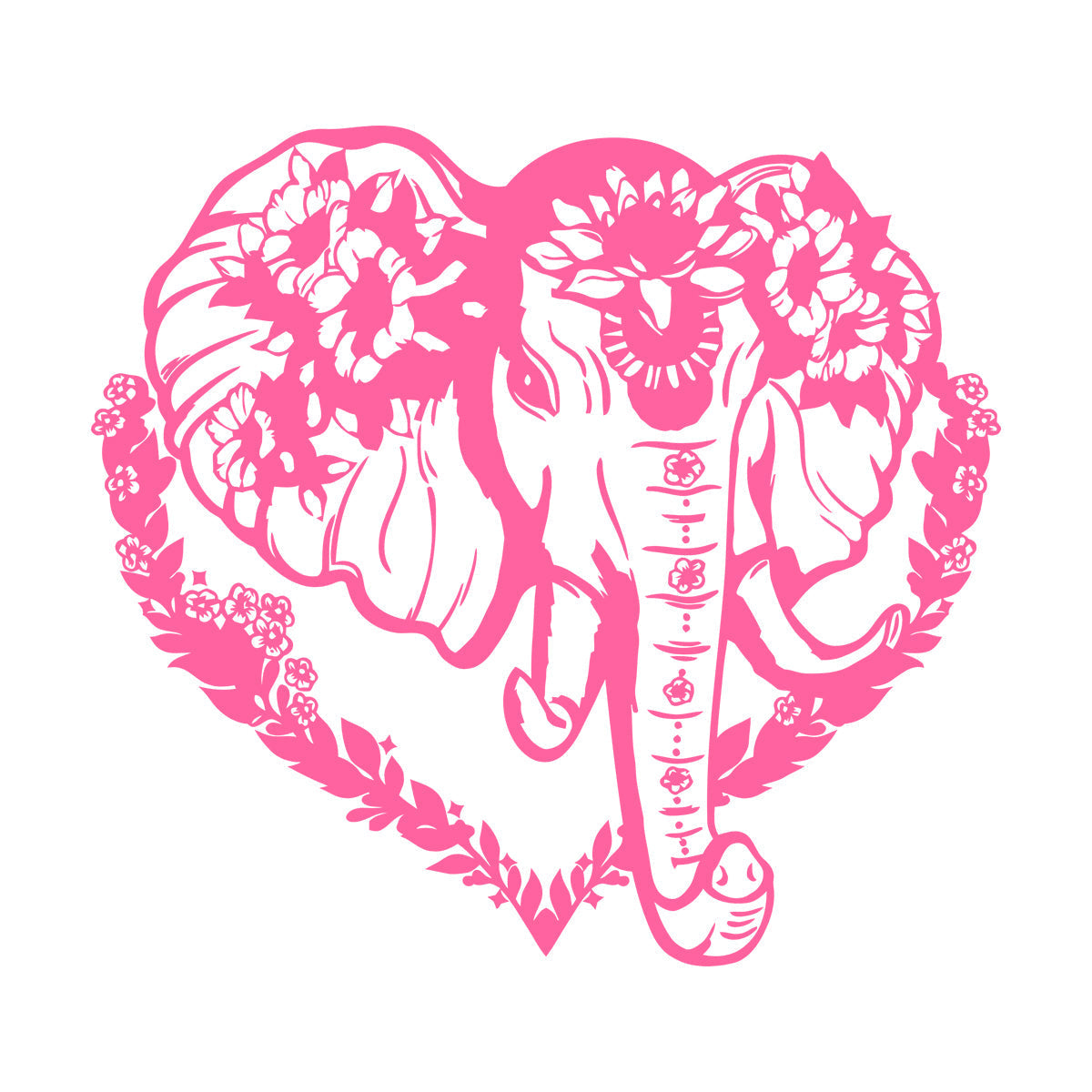 Vinyl Wall Decals Head Elephant Love Ornament Animal Flowers Multi Color Selection