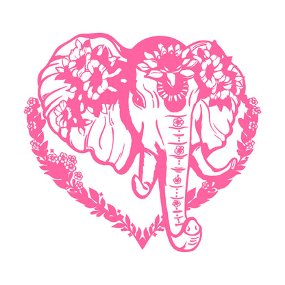 Vinyl Wall Decals Head Elephant Love Ornament Animal Flowers Multi Color Selection