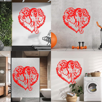 Vinyl Wall Decals Head Elephant Love Ornament Animal Flowers Multi Color Selection