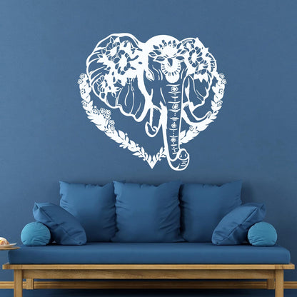 Vinyl Wall Decals Head Elephant Love Ornament Animal Flowers Multi Color Selection