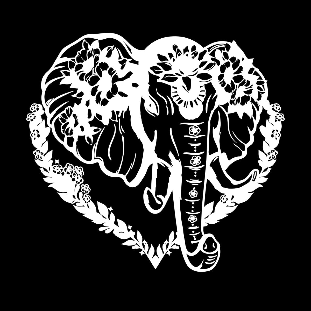 Vinyl Wall Decals Head Elephant Love Ornament Animal Flowers Multi Color Selection