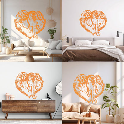 Vinyl Wall Decals Head Elephant Love Ornament Animal Flowers Multi Color Selection
