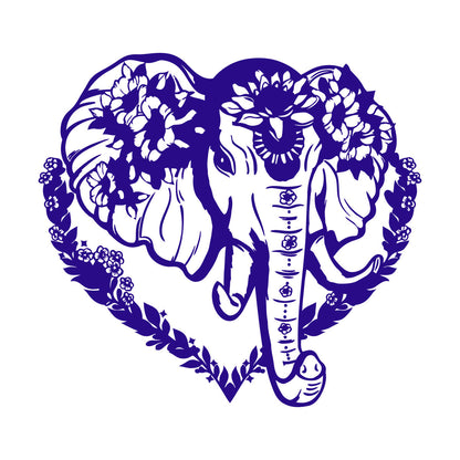 Vinyl Wall Decals Head Elephant Love Ornament Animal Flowers Multi Color Selection