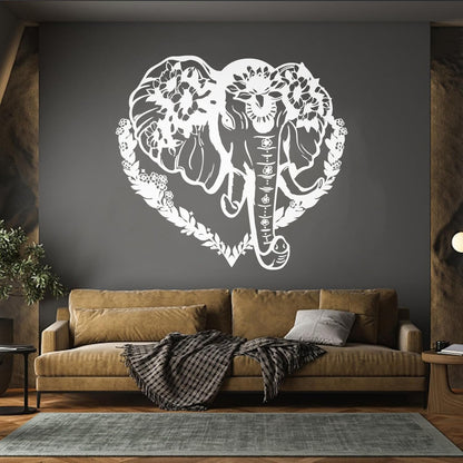 Vinyl Wall Decals Head Elephant Love Ornament Animal Flowers Multi Color Selection