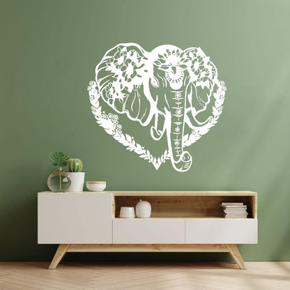 Vinyl Wall Decals Head Elephant Love Ornament Animal Flowers Multi Color Selection