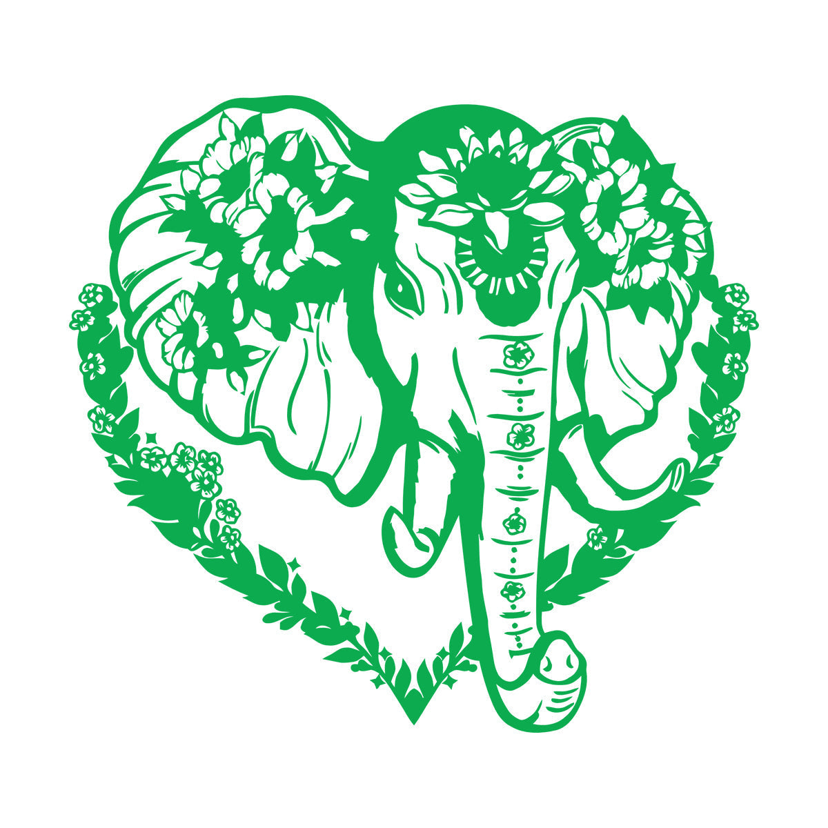 Vinyl Wall Decals Head Elephant Love Ornament Animal Flowers Multi Color Selection