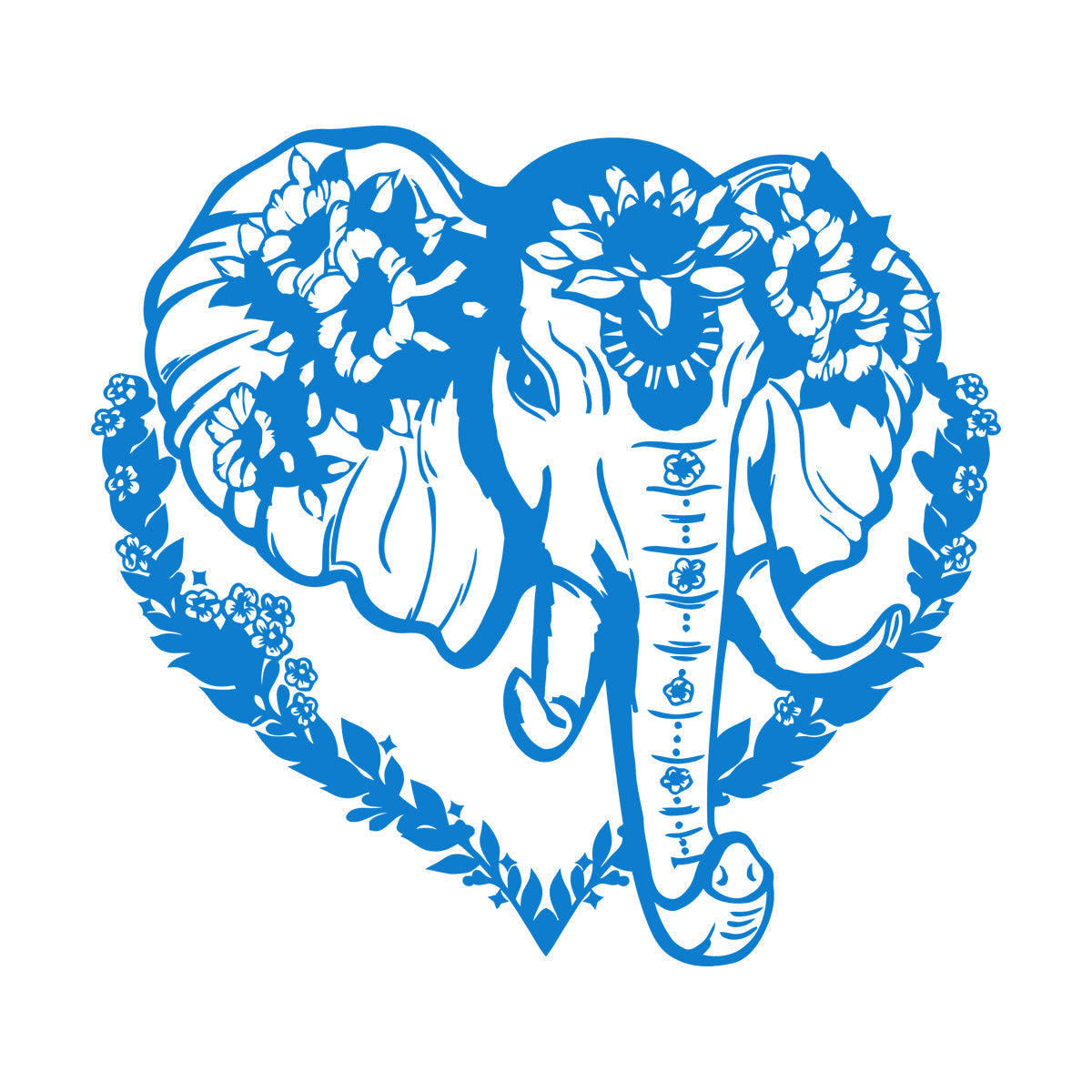 Vinyl Wall Decals Head Elephant Love Ornament Animal Flowers Multi Color Selection