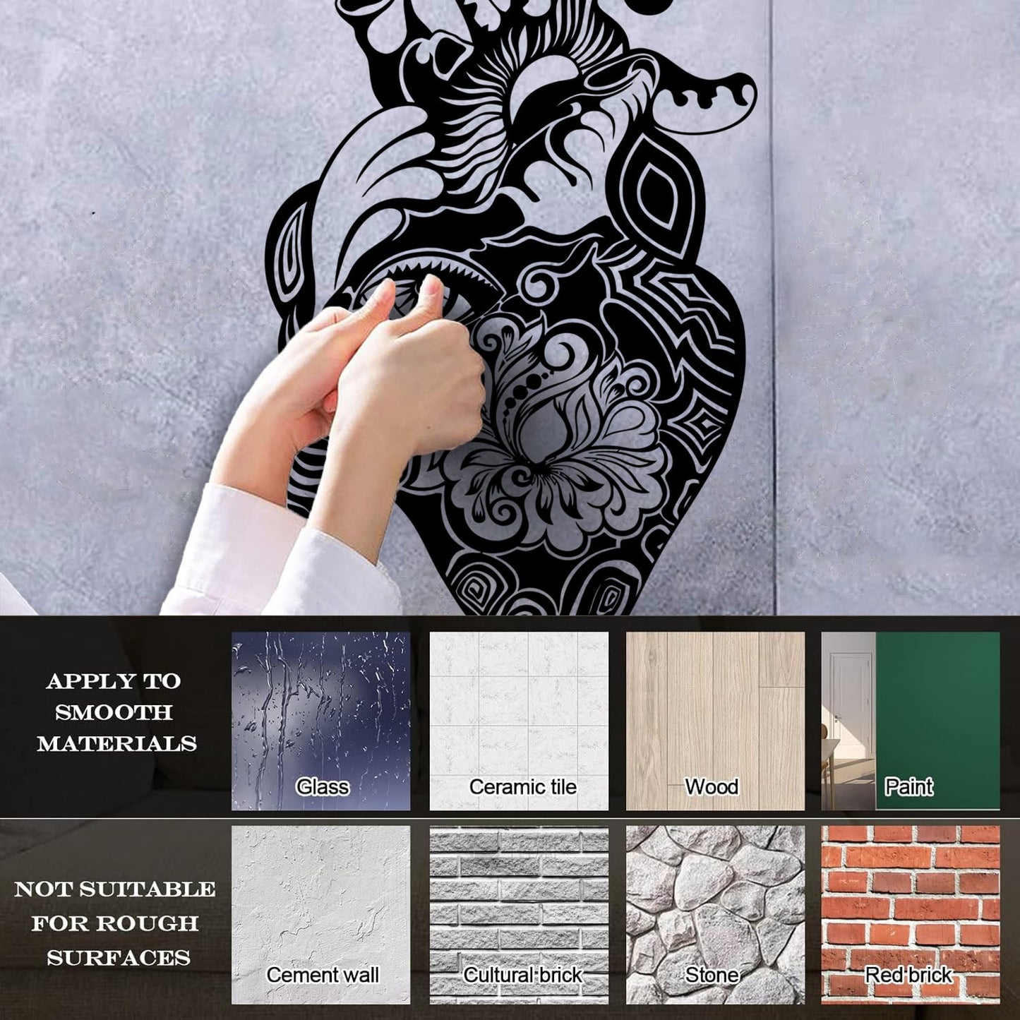 Heart Flower Eye House Engraving Decals Equipped With Transfer Film Kit