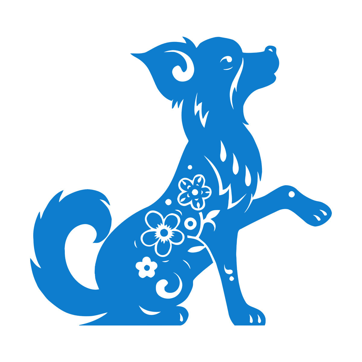 Fine Carving Stickers Horoscope Cartoon Dog Pet Flowers Ornament Waterproof