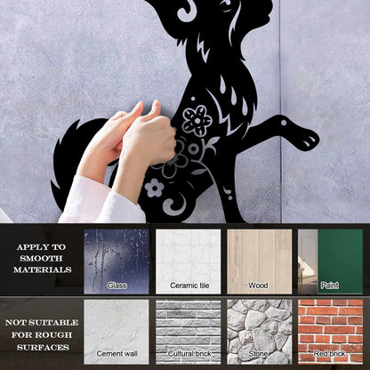 Fine Carving Stickers Horoscope Cartoon Dog Pet Flowers Ornament Waterproof