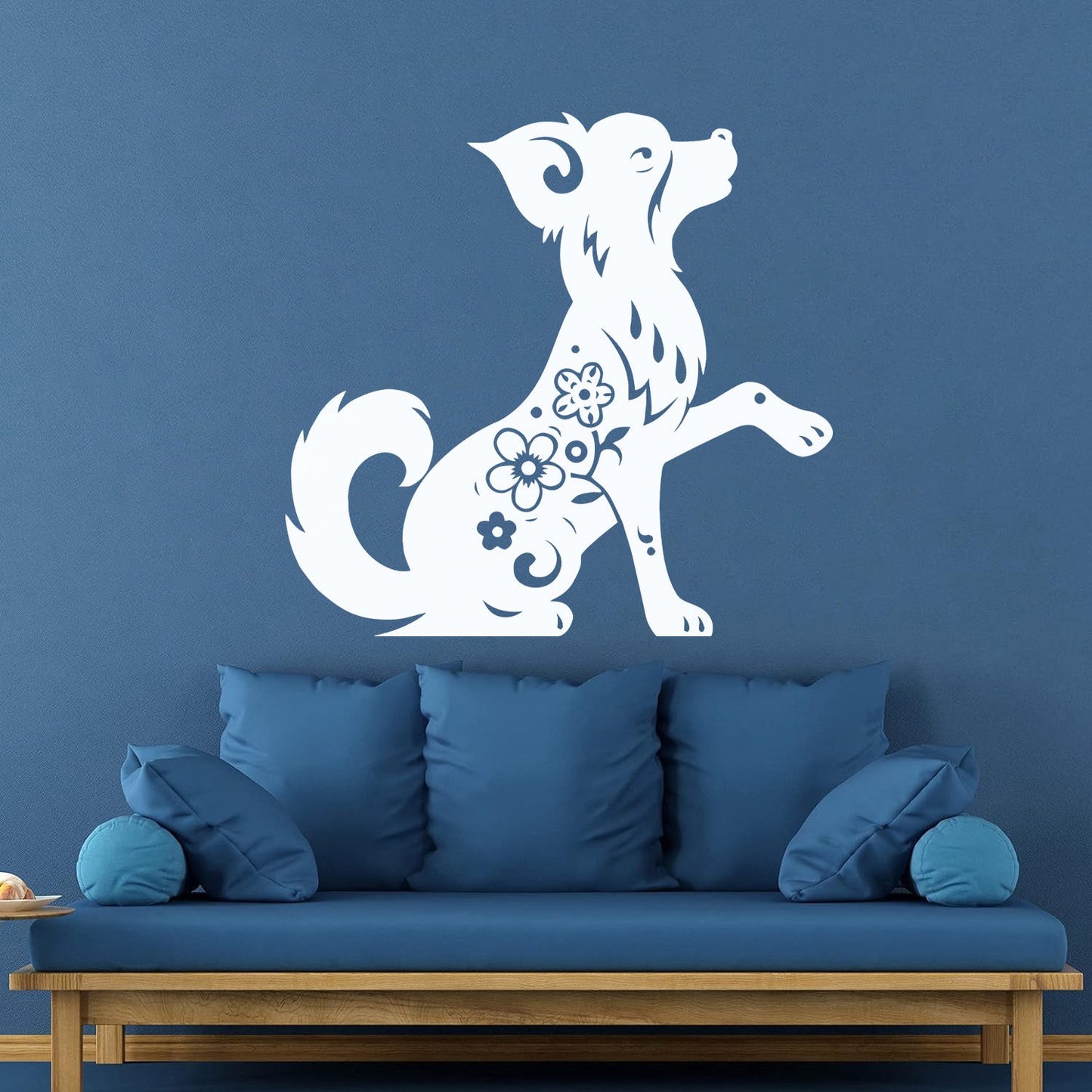 Fine Carving Stickers Horoscope Cartoon Dog Pet Flowers Ornament Waterproof