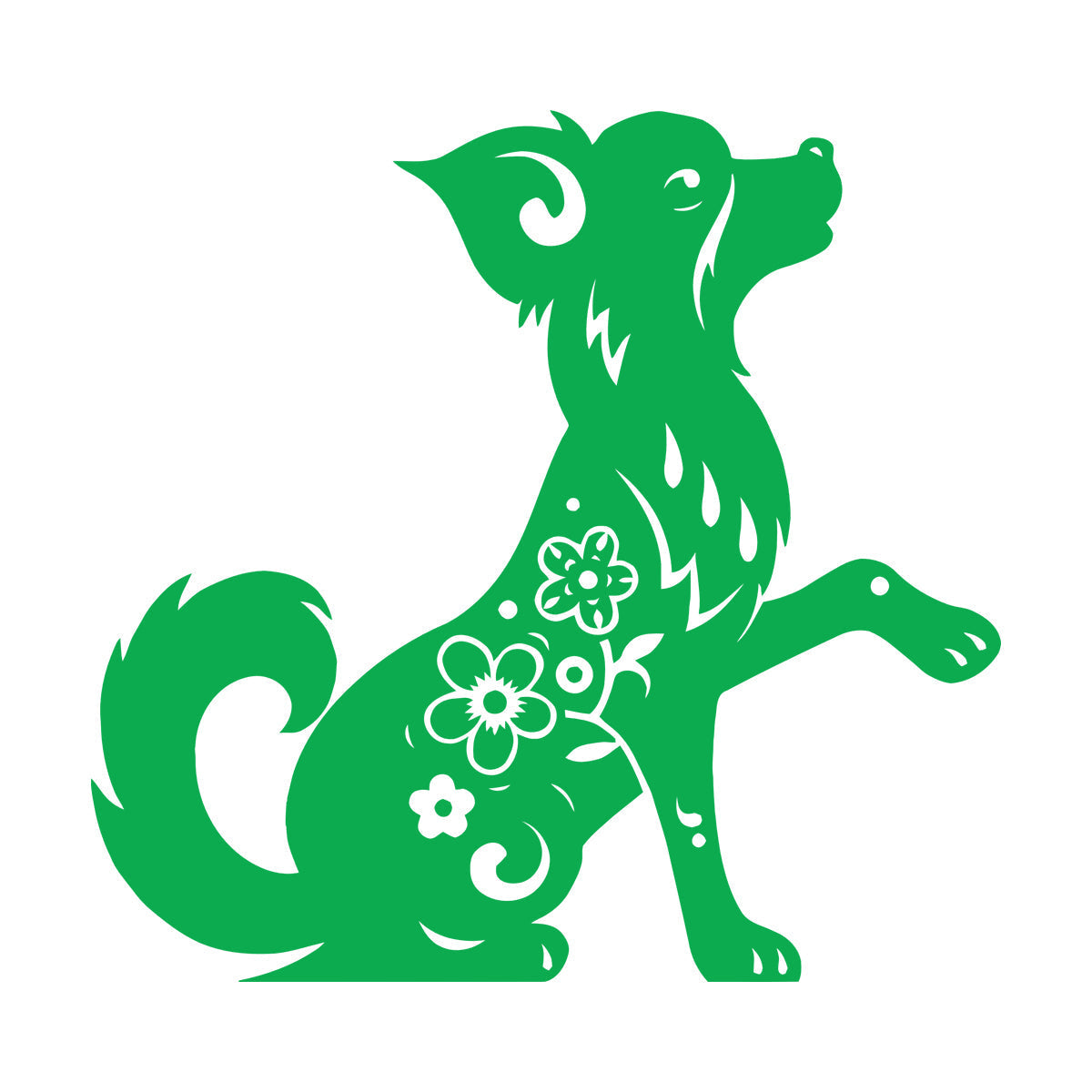 Fine Carving Stickers Horoscope Cartoon Dog Pet Flowers Ornament Waterproof