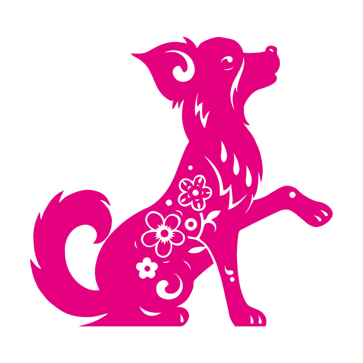 Fine Carving Stickers Horoscope Cartoon Dog Pet Flowers Ornament Waterproof