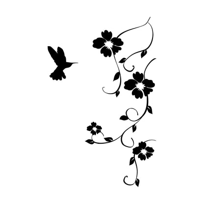 Wall Stickers Hummingbird Natural Bird Flying Flowers It Won'T Fall Off