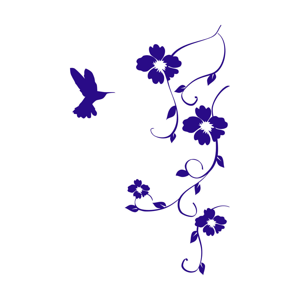 Wall Stickers Hummingbird Natural Bird Flying Flowers It Won'T Fall Off