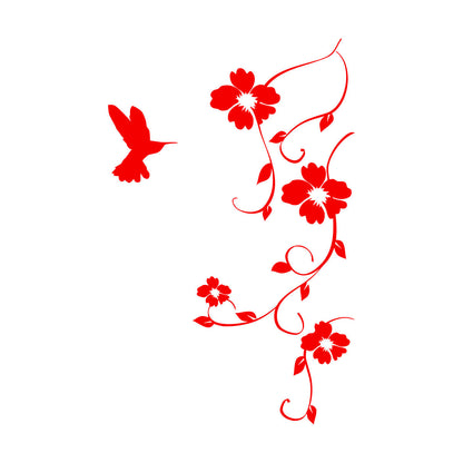 Wall Stickers Hummingbird Natural Bird Flying Flowers It Won'T Fall Off