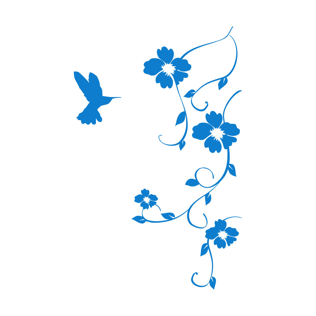 Wall Stickers Hummingbird Natural Bird Flying Flowers It Won'T Fall Off